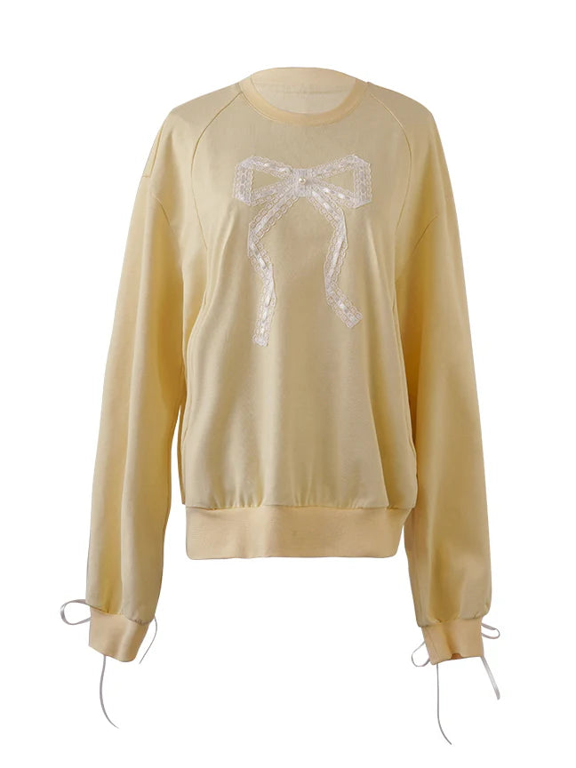 Vintage Lace Ribbon Sweatshirt