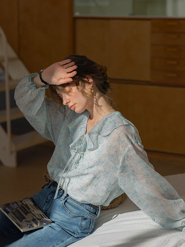 Ethereal Watercolor Sheer Blouse