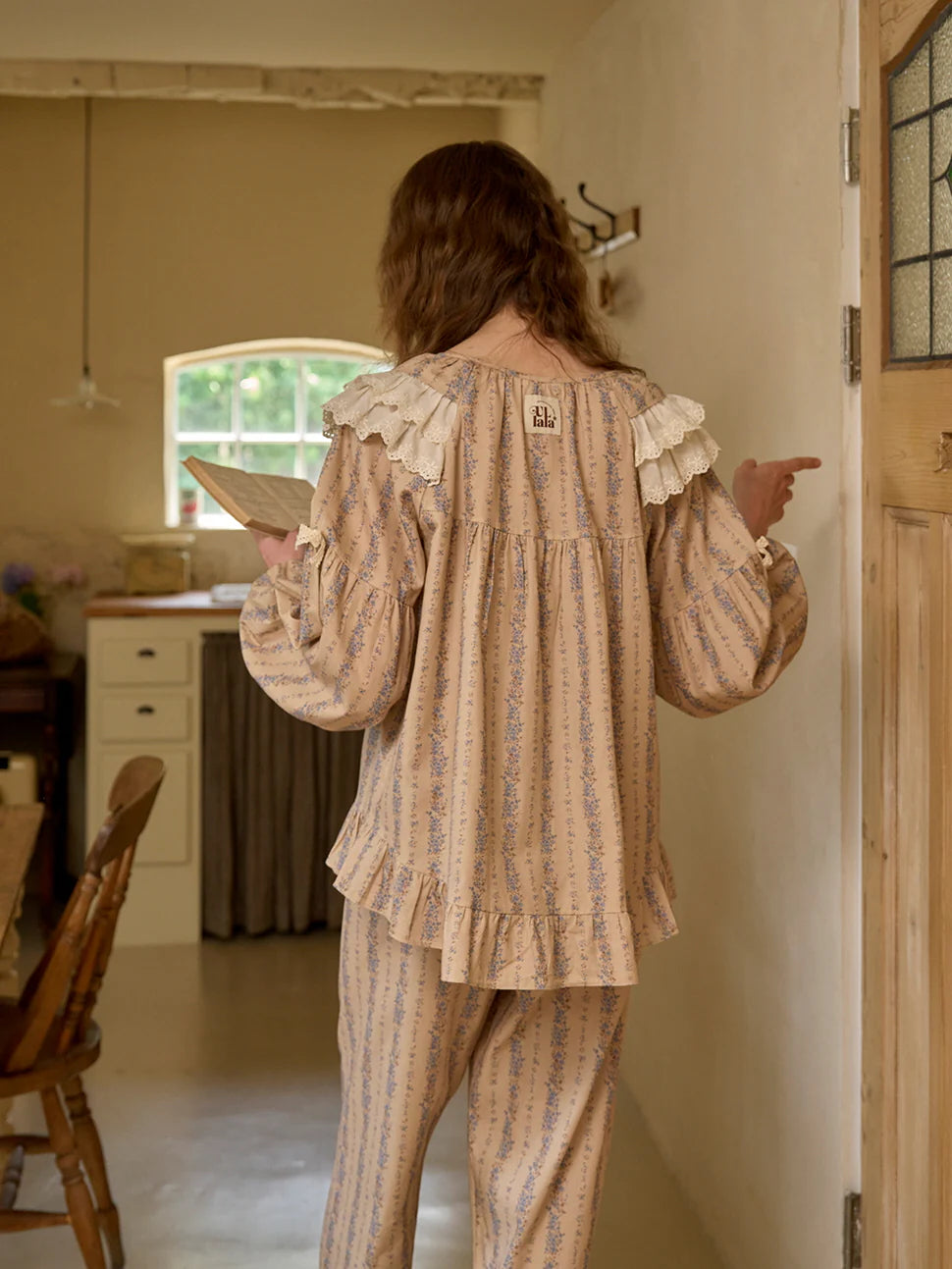 Vintage Ruffle Cotton Pajama Set