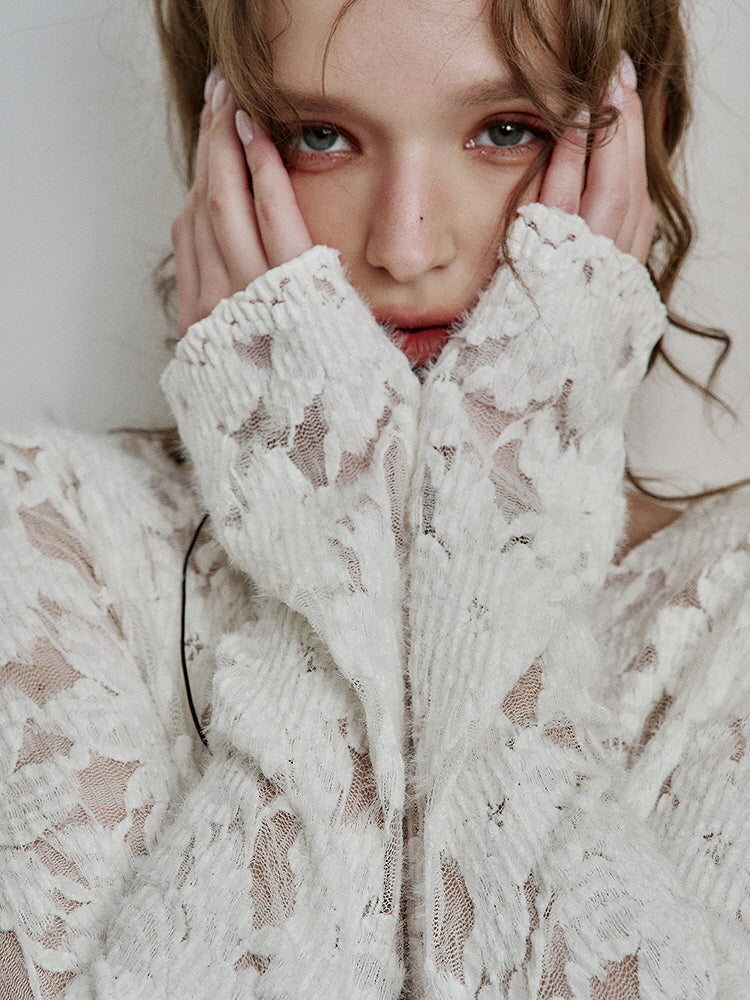 Ivory Whisper Lace Knit Cardigan