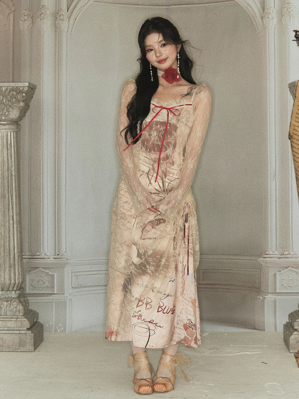 Vintage Manuscript Lace Dress