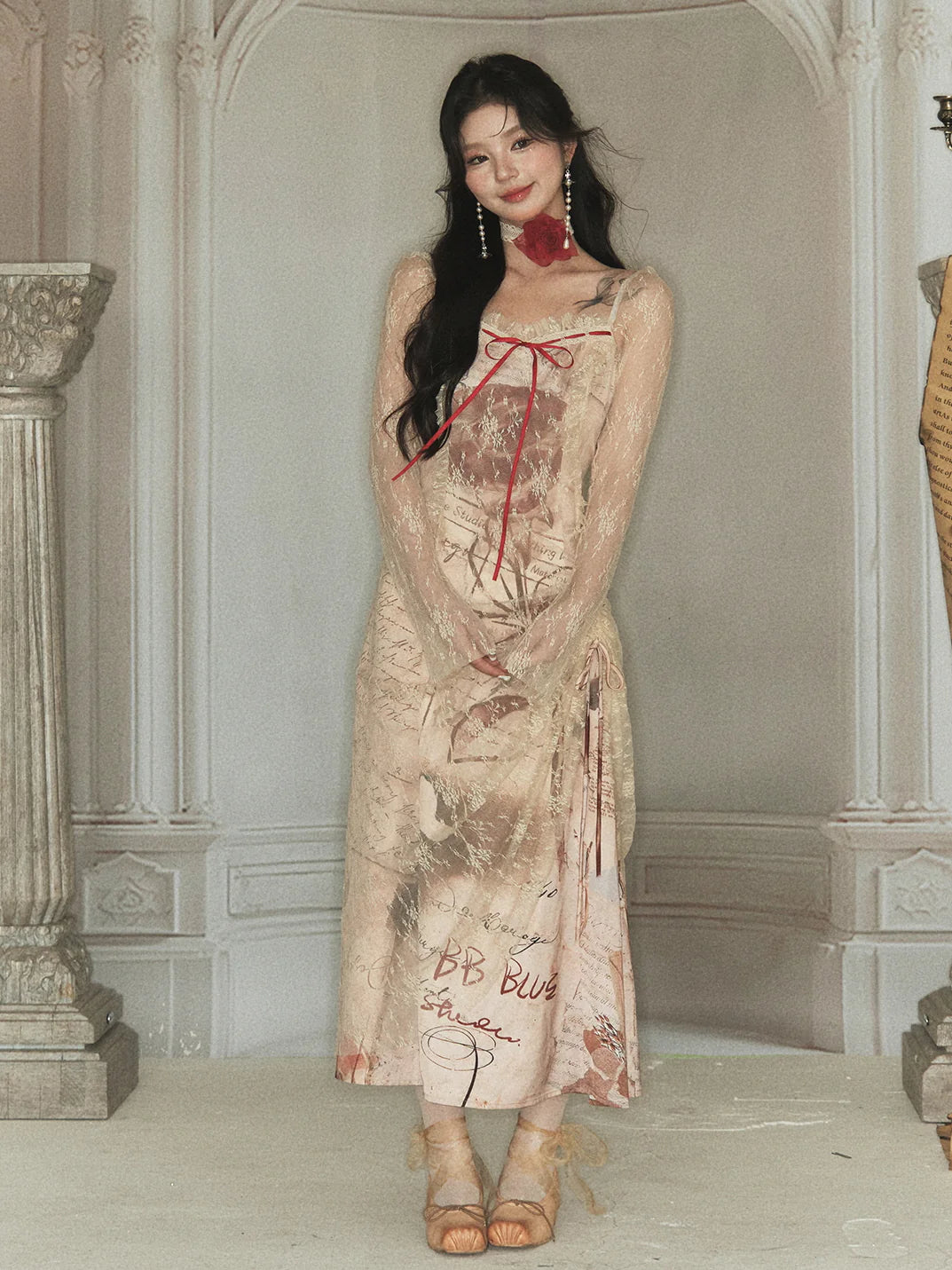 Vintage Manuscript Lace Dress