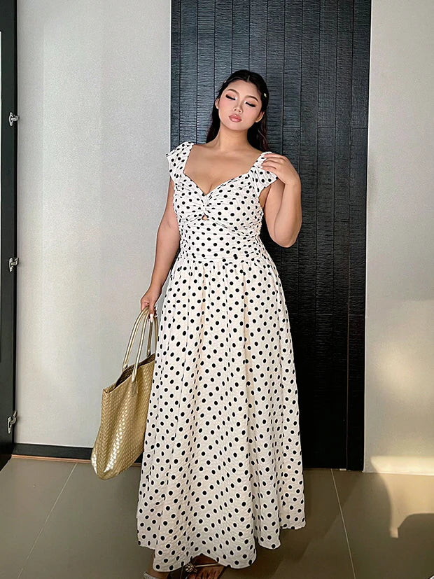 Romantic Polka Dot Plus Size Ruffle Dress
