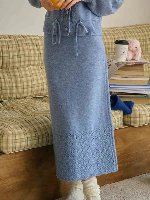 Cottage Lace Hem Knit Skirt
