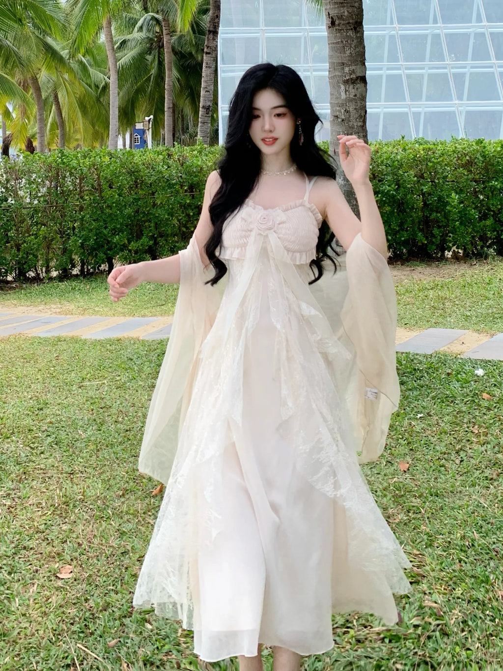 Ethereal Lace Rose Gown