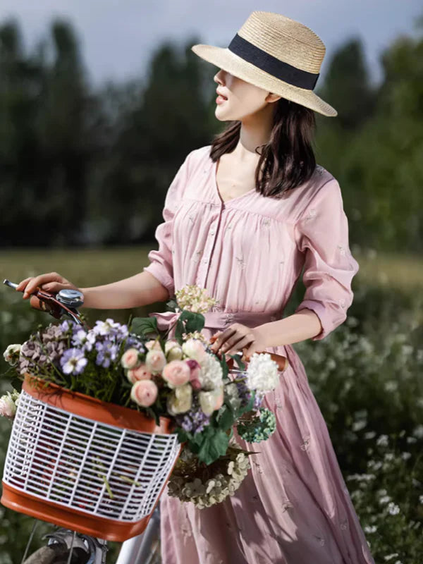 Sunlit Garden Floral Embroidered Dress
