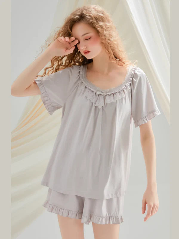 Soft Ruffle Cotton Pajama Set