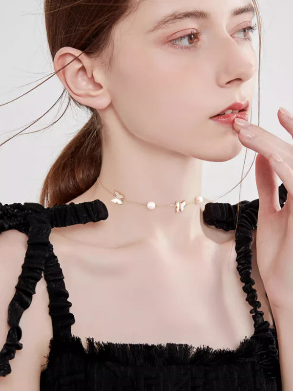 Forest Butterfly Pearl Neckless