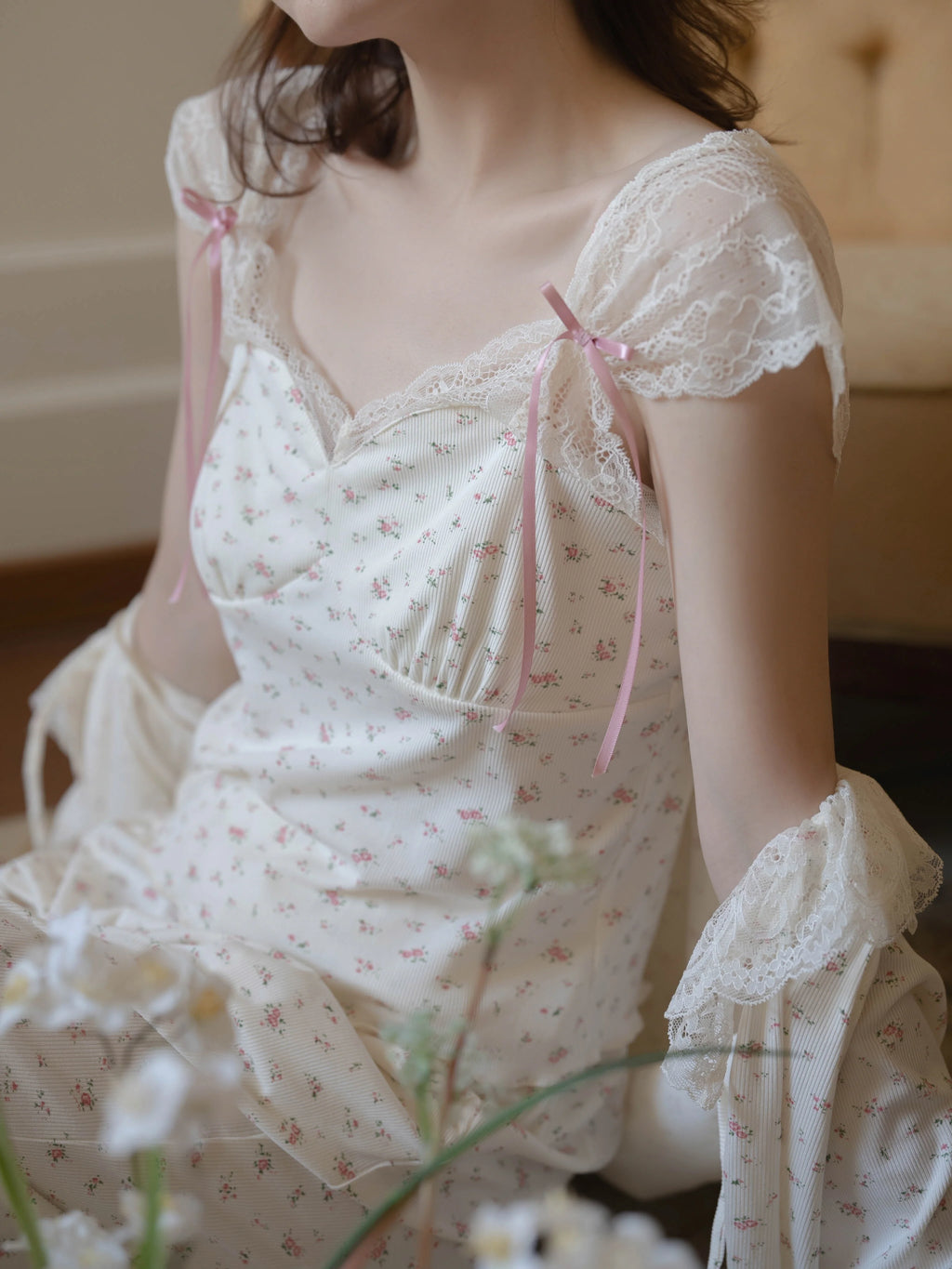 Blossom Morning Lace Loungewear Set