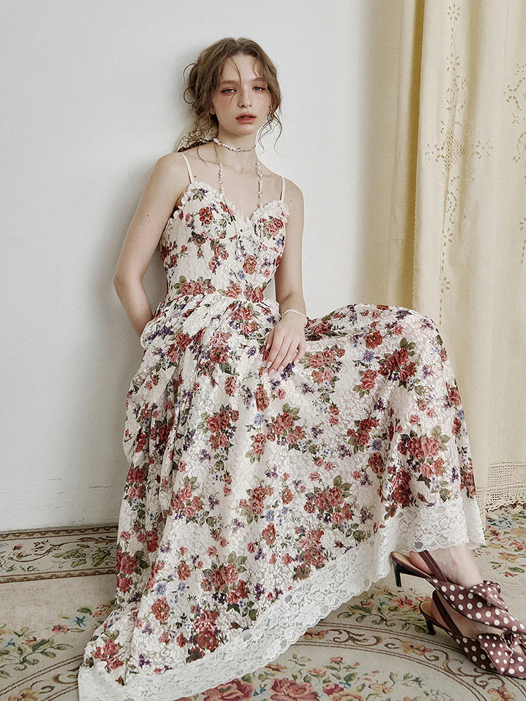 Fairytale Rose Draped Lace Dress