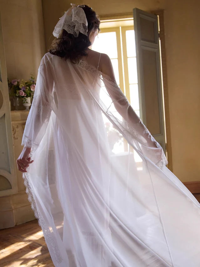 White Lace Princess Nightgown Set