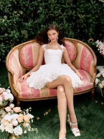 Blossom Lace Garden White Mini Dress