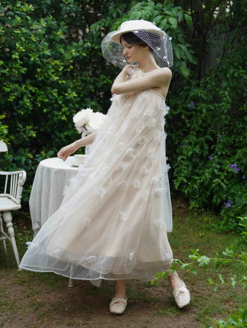 Blossom Whisper Halter Tulle Dress