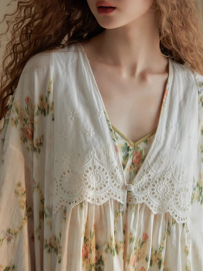 Ethereal Blossom Cotton Nightgown Set