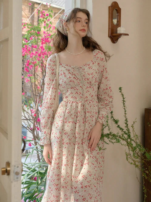Spring Dream Floral Shirred Waist Dress