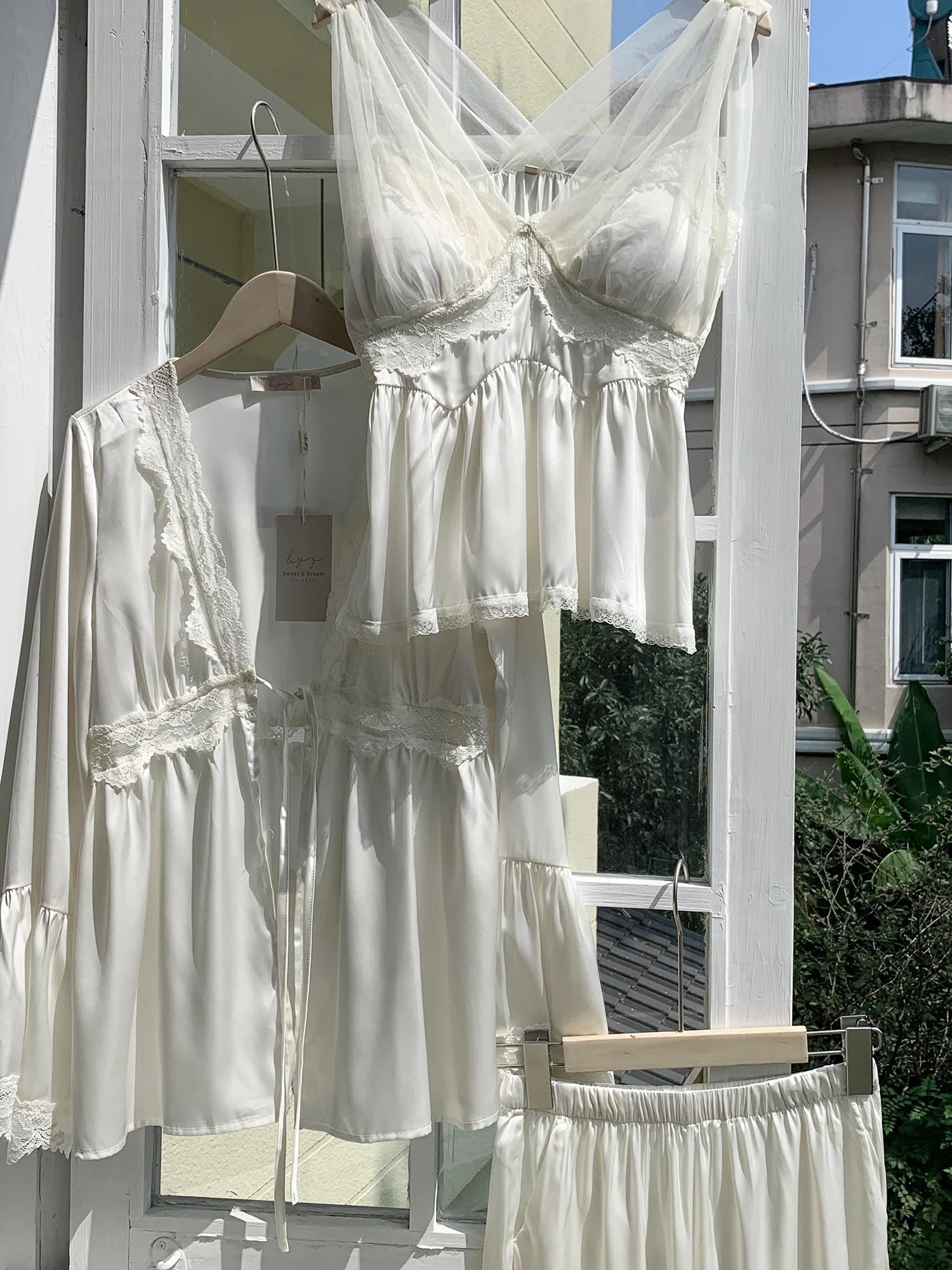 Ethereal Elegance Ivory Loungewear Set