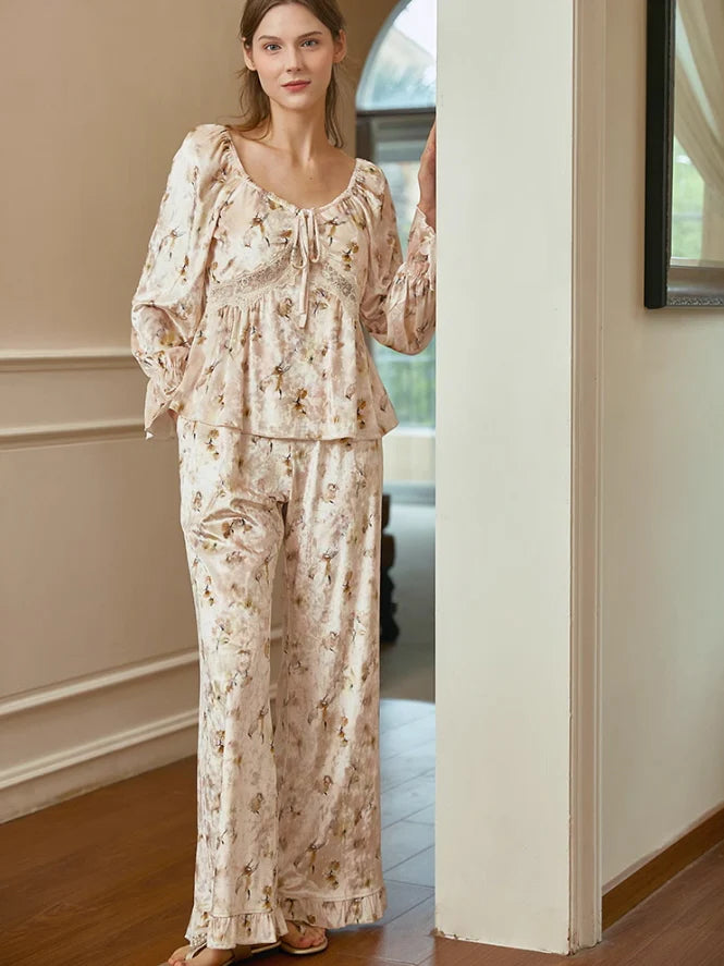 Dreamy Floral Velvet Loungewear Set