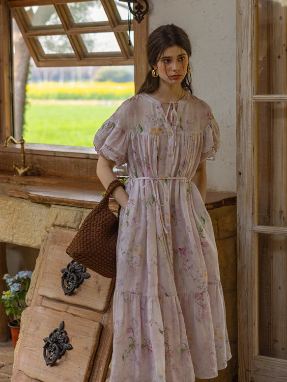 Lavender Meadow Floral Tiered Dress