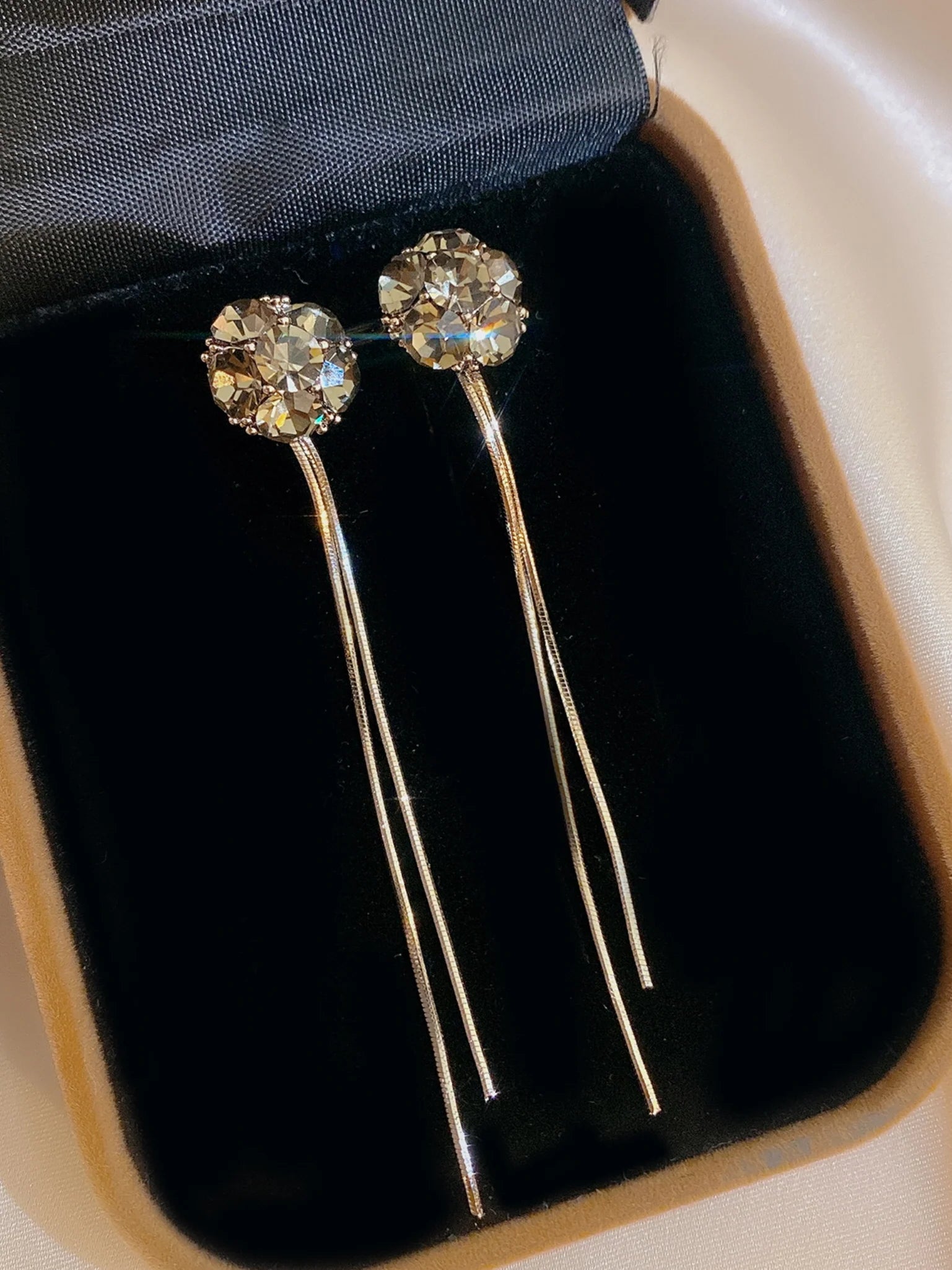 Elegant Grey Zircon Ball Earrings