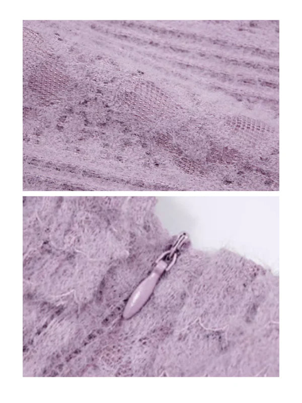 Elegant Puff-Sleeve Knit Dress