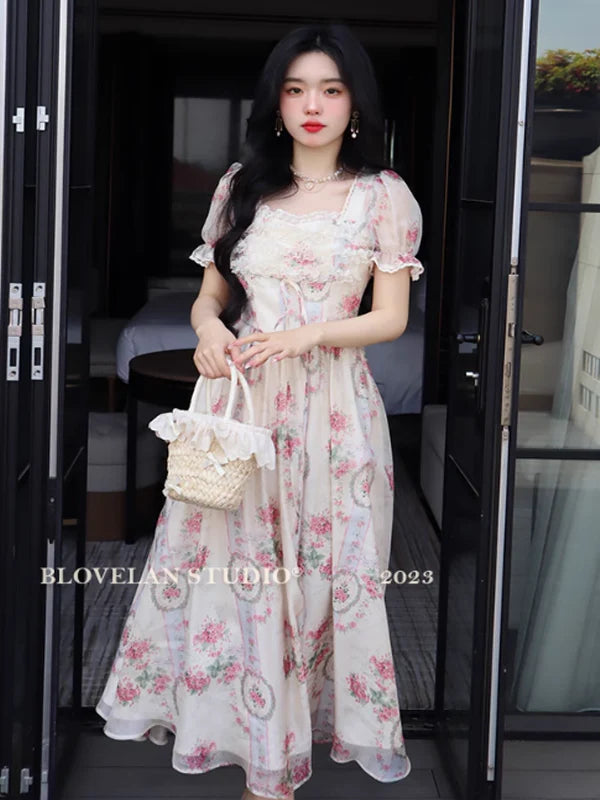 Floral Elegance Frill Dress