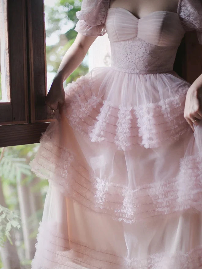 Ethereal Rose Lace Tulle Dress