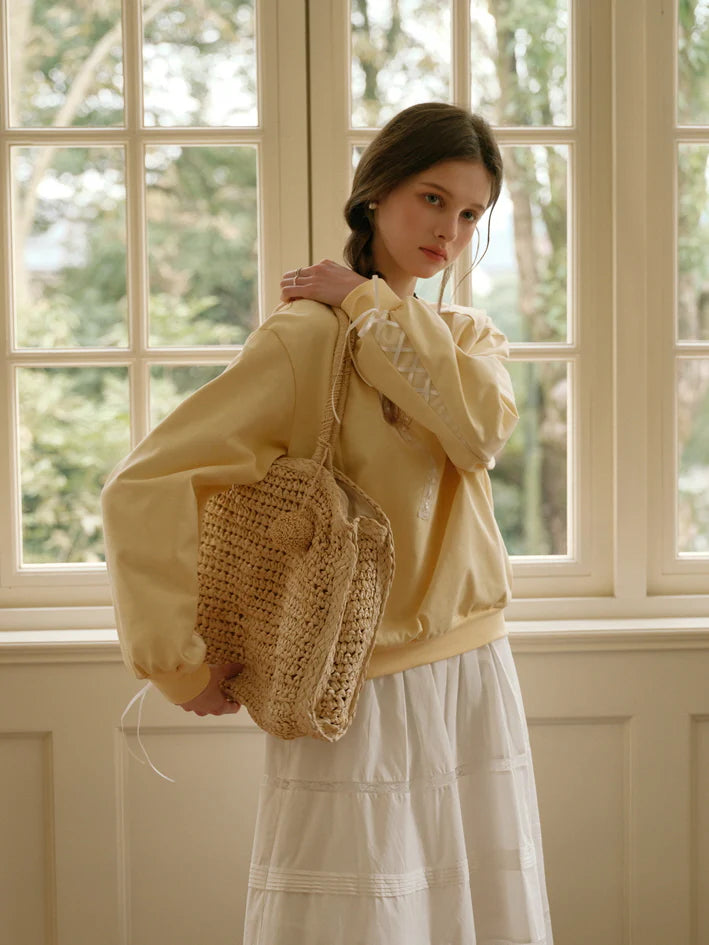 Vintage Lace Ribbon Sweatshirt