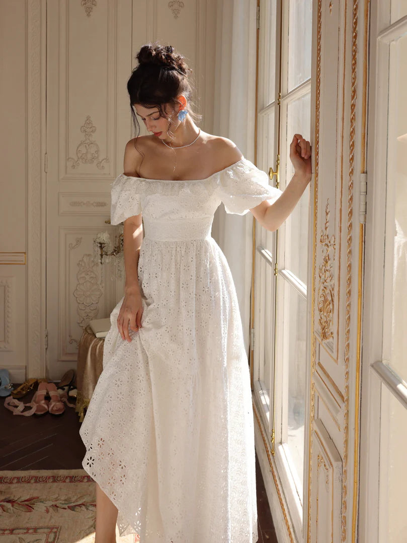 Daisy Lace Back Bow Cotton Dress