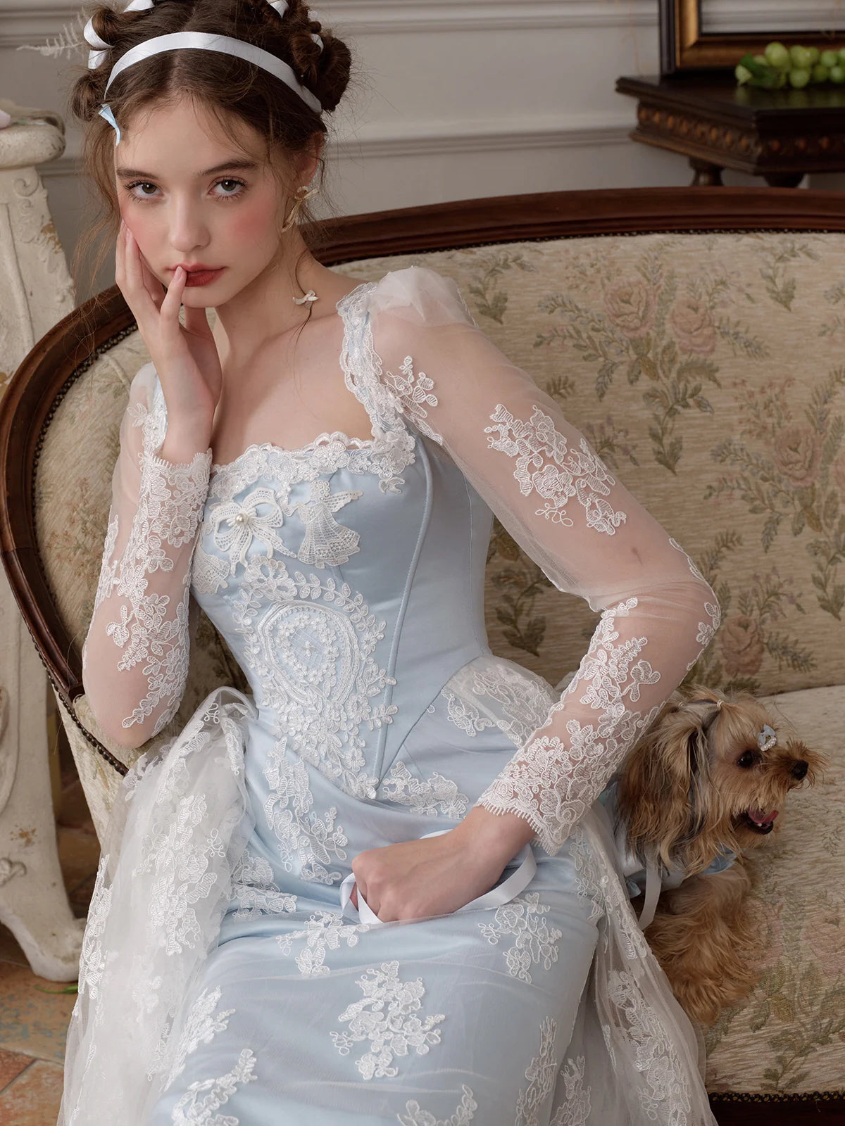 Enchanted Blue Lace Fairytale Gown