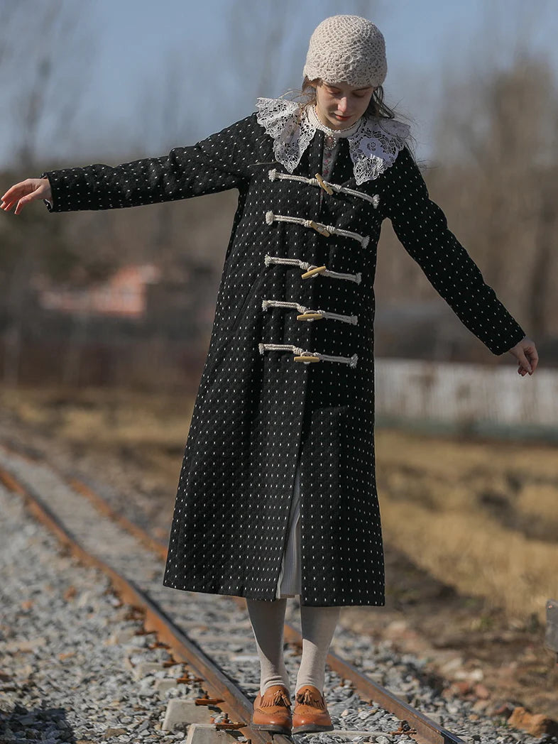 Vintage Polka Dot Lace Collar Coat