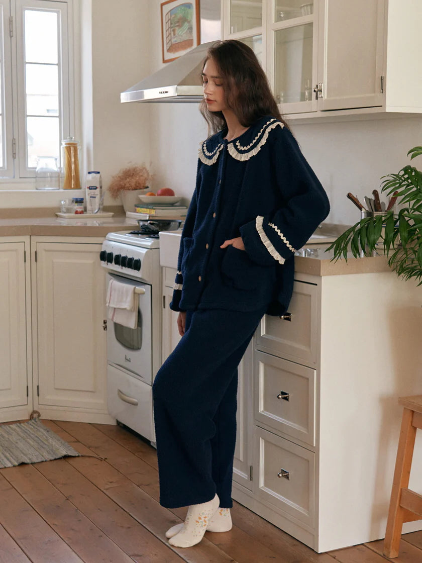 Midnight Ruffle Fleece Pajama Set
