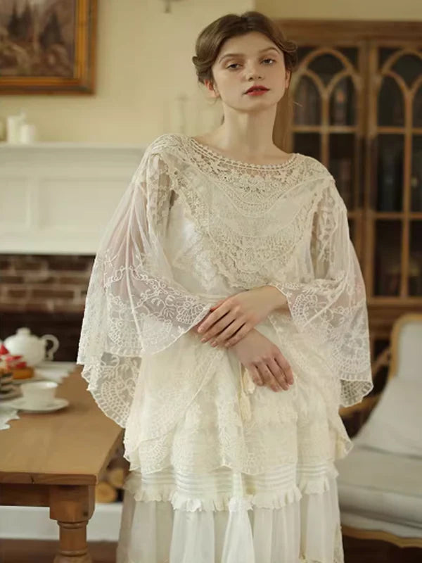 Ivory Blossom Cape Blouse