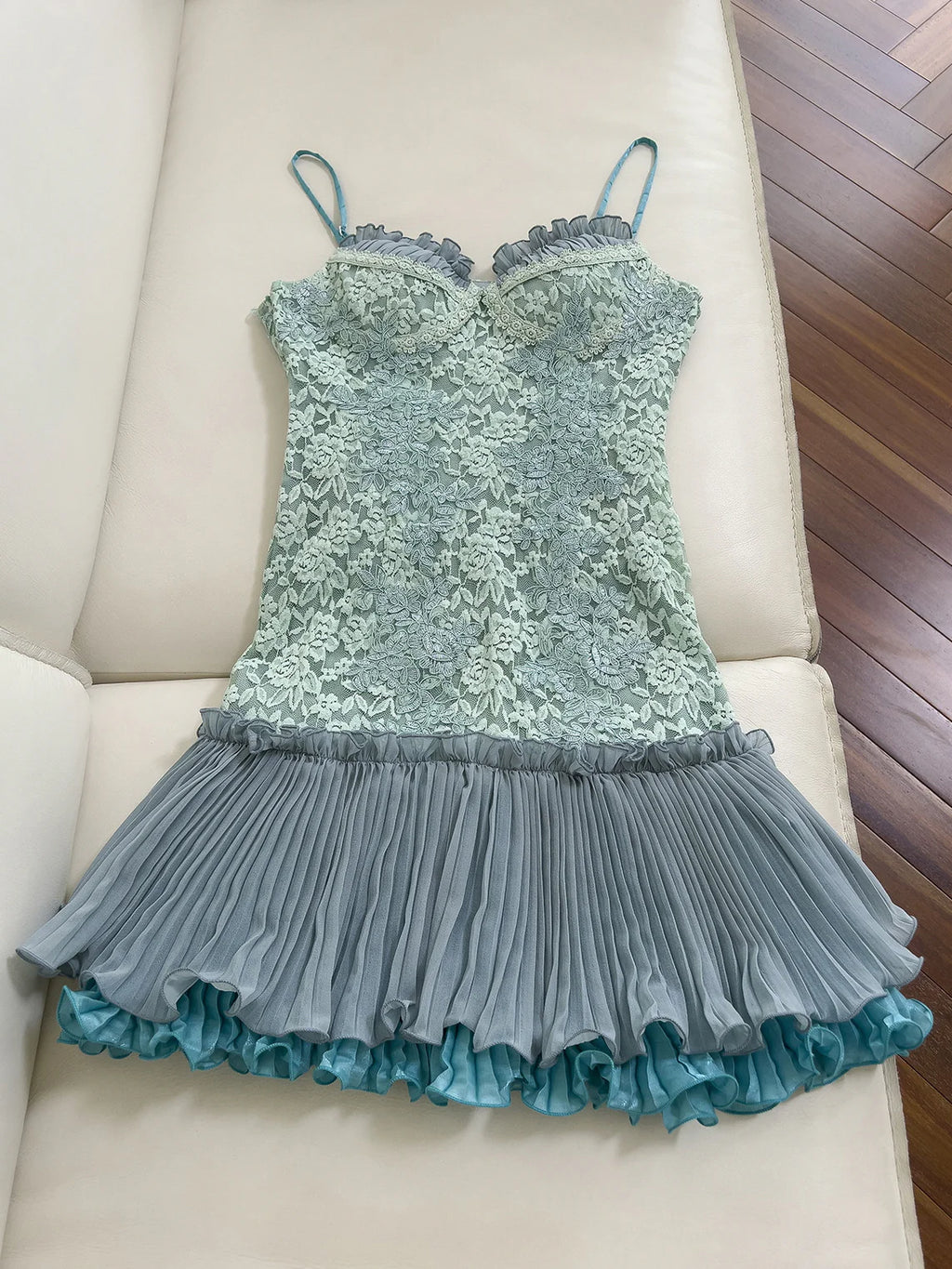 Fairytale Floral Blue Lace Dress