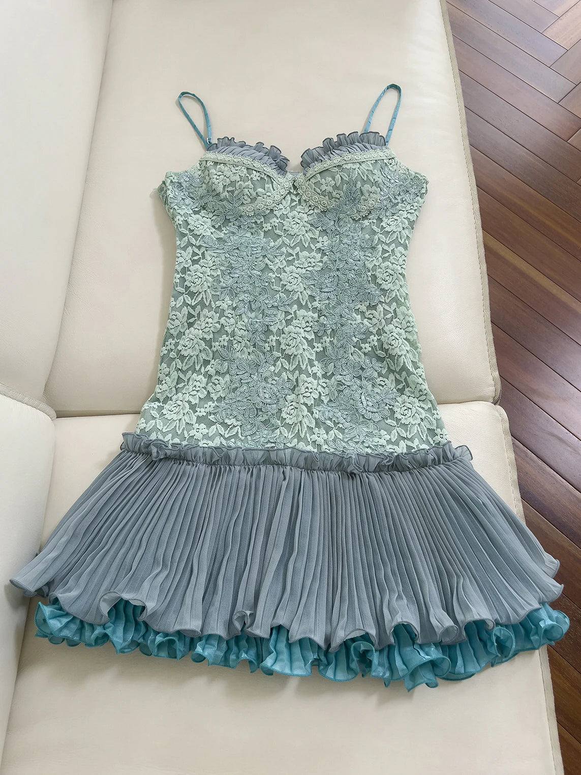 Fairytale Floral Blue Lace Dress