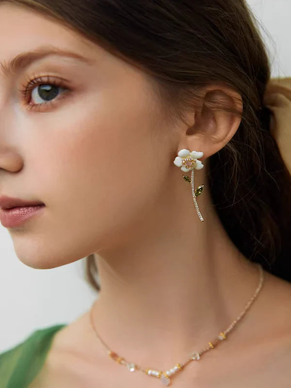 Drop Glaze Flower Earrings