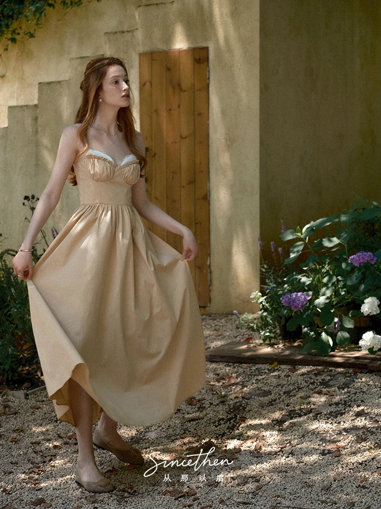 Amelia's Dreamy Beige Cottage Dress