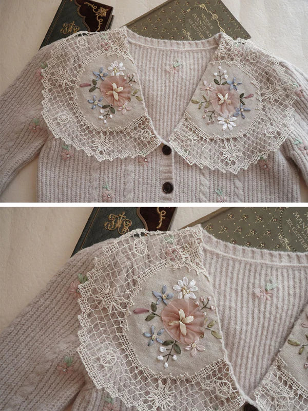 Vintage Bloom Embroidered Knit Cardigan