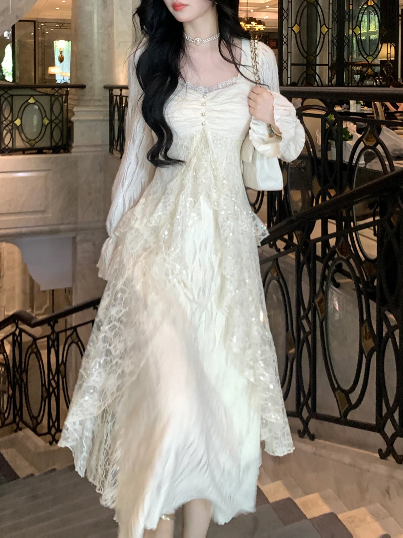 Ethereal Lace Sequin Dream Dress