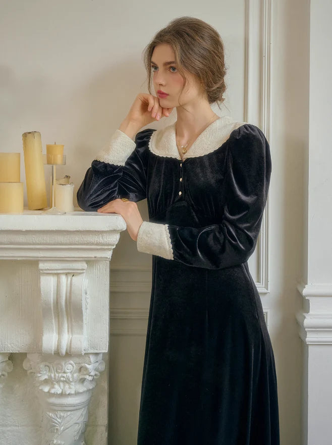 Velvet Victorian Black Elegance Dress