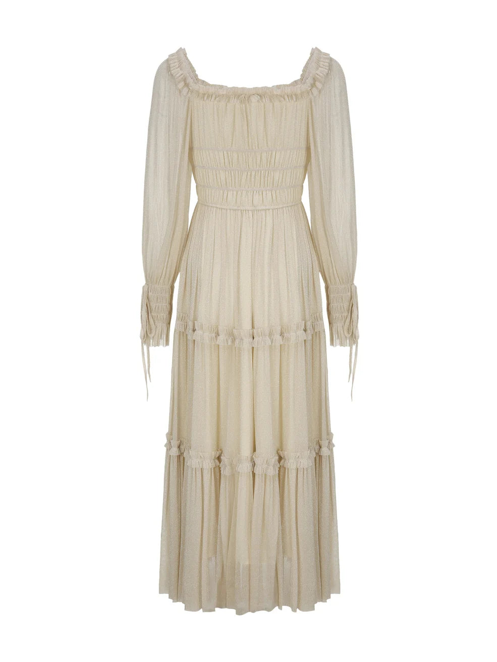 Beige Ruffle Verse Dress