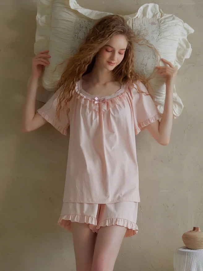Soft Ruffle Cotton Pajama Set