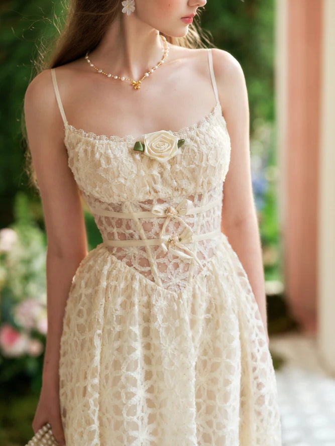 Cream Lace Garden Corset Dress