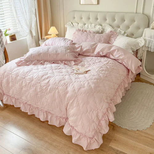 Pink Cozy Quilting Duvet Cover Set
