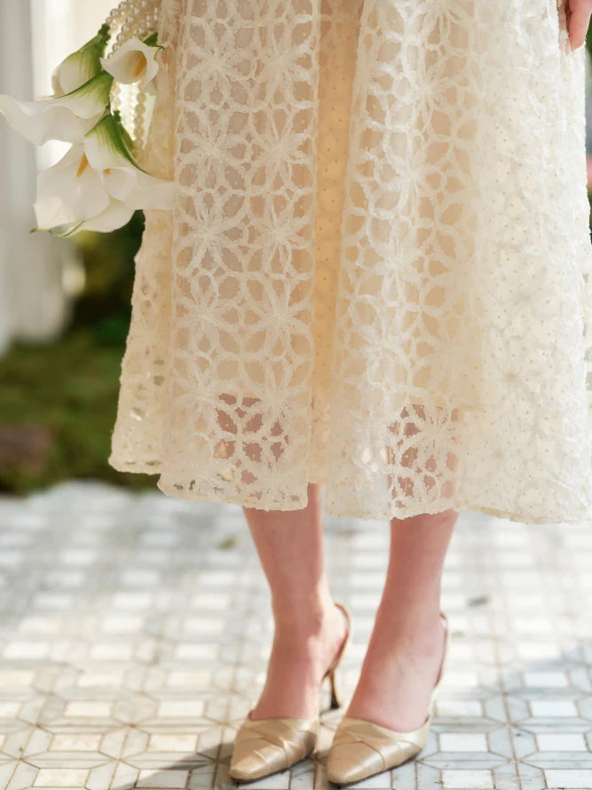 Cream Lace Garden Corset Dress