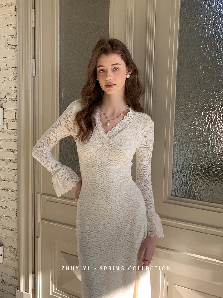 Vintage Lace Bell Sleeve Dress