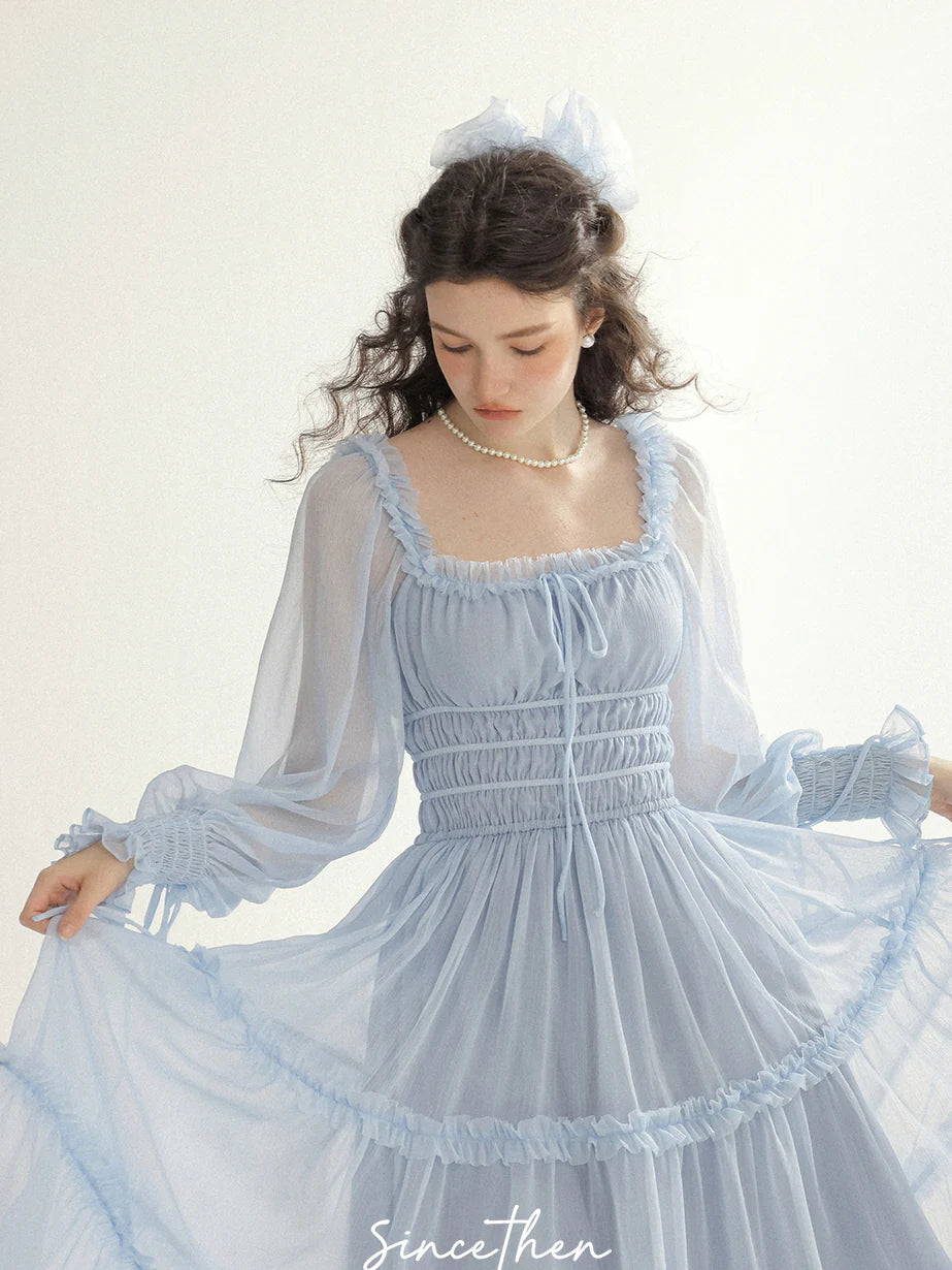 Fairy Light Blue Cloud Ruffle Dress