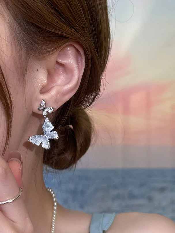 Summer Blue Crystal Butterfly Earrings