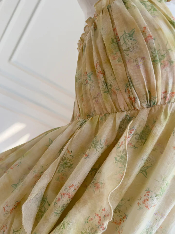 Golden Meadow Ruffle Floral Dress
