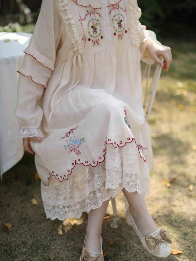 Ramie Embroidered Garden Dress