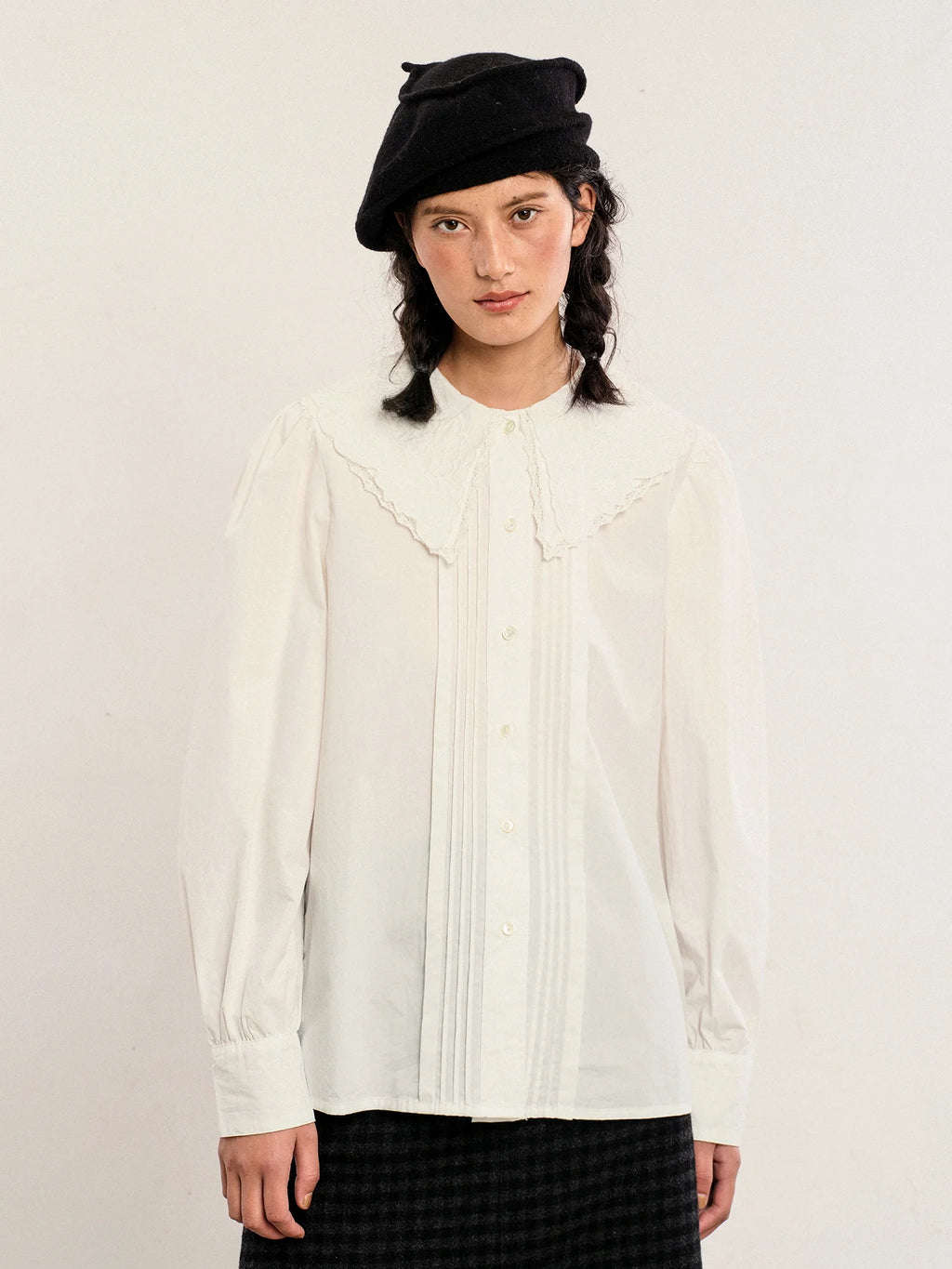 Vintage Embroidered Cotton Collar Blouse